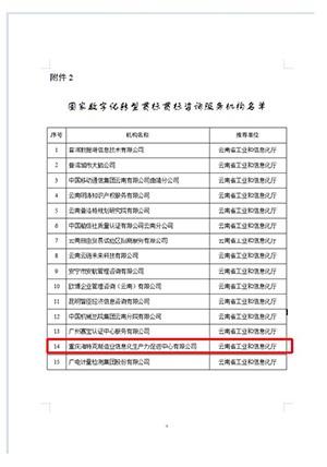云南省国家数字化转型贯标咨询服务机构（名单）