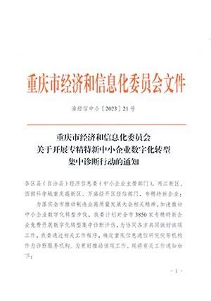 重庆市专精特新中小企业数字化转型服务机构的通知